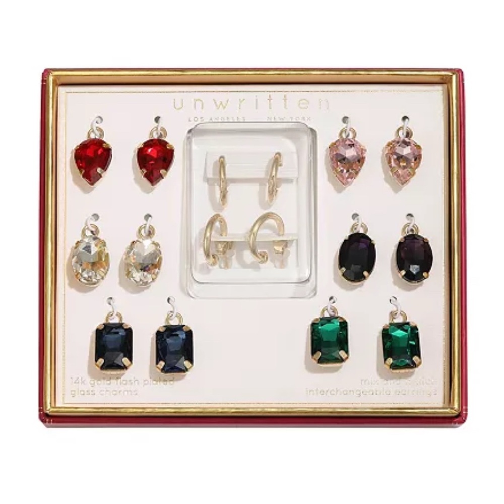 Unwritten Mix & Match Glass Hoop Earring Set